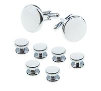 Spacmirrors Men's 8pcs Cufflinks and Studs Set, White and Black, Wedding, Valentine's, Festival, Birthday, Anniversary, Graduation Gift