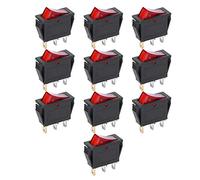 Spacnana 3#8209-Pin Switch, 10PCS KCD3 Nylon PA66 On Off Switch, Red Light 2 Position, Electronic Component Toggle Switches for Industrial Equipment, Snap-in with High
