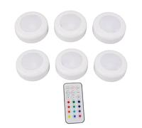 Spacnana 6PCS LED Cabinet Light, LED Puck Lights with Remote Control Dimmable Circular Lamp for Under Cabinet Closet Counter Lighting