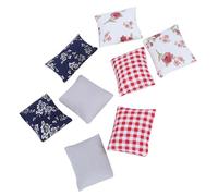 Spacnana 8pcs Dollhouse Pillow Set, Soft Fabric Miniature Cushions Featuring Plaid Floral Patterns for 1:12 Scale Dollhouse and Model Home Decor (sofa pillow)