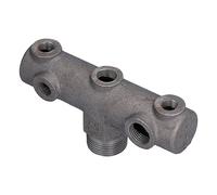 Spacnana Air Compressor Switch Bracket Cast Iron 6 Way Valve Connector Holder Male Thread Air Pump Accessory for Pneumatic Compressor Repair Replacement Workshop Use