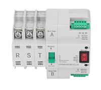 Spacnana Automatic Transfer Switch 3P Dual Power Transfer Switch AC400V 100A Rail Mount PC and Silver 50kA Short Circuit 220VAC Coil for Factory Farm Power Switching (100A)