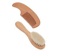 Spacnana Baby Wooden Brush, Goat Hair Brush, Wood Handle Professional Beard, and Comb Set for Baby Hair Bath and Relax