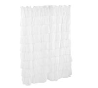Spacnana Bohemian Shower Curtain, 10 Layer Ruffled Hem Opaque Fabric with Transparent Mesh Front Ruffle, for Bathroom Decor 70.9x70.9in (White)