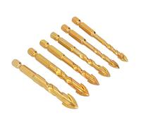 Spacnana Cross Spearhead Drill Bit Set Carbide Hex Shank Ceramic Drill Bit 6Pcs for Glass Marble Ceramic Mirror Concrete Red Brick Wood with Electric Hand or Bench