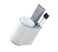 Spacnana Magnetic Suspensible Toothbrush Cup Holder with Drain Hole, Resistant Gargle Cup and Holder for Organized Bathroom, Strong Permanent Magnet Toothbrush Organizer (Cup Set-Blue)