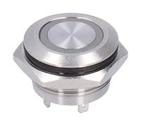 Spacnana Metal Push Button Switch, Momentary Ultra Thin Switch with LED Indicator for Industrial Use, 16mm Stainless Steel Control Component (AC220V Blue)