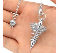 Spacnana Metal Spiritual Pendulum Divination Pendulum Dowsing for Chakras Tests Spiritual Healing with 7.0 in Chain 42x22mm Size (White)