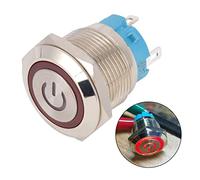 Spacnana Push Button Switch, Stainless Steel 19mm Round Flat Head with Light IP65 12-24VDC, Tactile Momentary Switch for Industrial Control Panels and Machinery (Red)