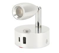 Spacnana RV Reading Light with USB Type C Port 3 Color Dimming Touch Control Boat Reading Lamp Marine Light Yacht Lighting for RV Bedroom Car Headboard Boat Cabin DC12-24V (Silver)