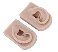 Spacnana Silicone Ear Model 2PCS Flexible Soft Reusable Human Skin Ear for Piercing Practice Acupuncture Training Jewelry Display (Dark Skin)