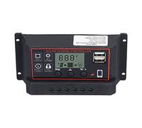 Spacnana Smart Charge Controller, 30A PWM Solar Charge Controller with LCD Display for 12V 24V System, Industrial Grade Chip, Over Current Short Circuit Protection (Red)