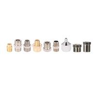 Spacnana Universal Airbrush Adaptor, Copper and Iron Fitting Connector Set for Airbrush and Compressor Use, 9 Pieces for Various Sizes