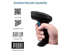 Spacnana Wireless Barcode Scanner, Ergonomic USB Handheld Barcode Reader, 1D 2D QR Code Compatible with for Retail and Logistics (U-2W)
