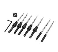 Spacnana Wood Countersink Drill Bit Set, High Speed Steel Tapered Drill Bit Set 11 64 with 1 4 Hex Shank, Adjustable 4 Flute Design for Woodworking Carpentry Furniture Cabinet Installation