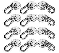 Spactz 12 Pack Strong Magnetic Hooks, 60LBS Heavy Duty Magnet Hooks Strong Neodymium Magnets with Carabiner Hook