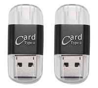 Spactz 2X Card Reader Aluminum USB Type C OTG Micro-SD/TF External Memory Card Reader Adapter for Mobile Phone Computer(Black)