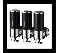 Spactz 3 Pack 500Ml Wall Mounted Soap Dispenser for Bathroom and Kitchen, Shampoo Dispenser Drill Free with Adhesive Black