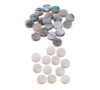 Spactz 32Pcs Inlay Dots: 20Pcs Green Abalone Inlay Dots & 12Pcs White Mother of Pearl Luthier Dots Inlay Fret Side Marker
