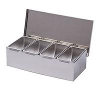 Spactz 4 Section Seasoning Box Stainless Steel Ingredients Box Cheese Sauce Salt Sugar Box Spice Jar Baking Tool
