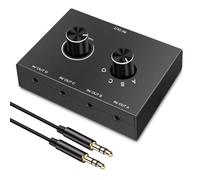 Spactz 4 Way 3.5mm 4 in 1 Out Headphone Amplifier Stereo Bi-Directional Audio Switch Splitter Box