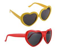 Spactz Retro Love Heart Shape Sunglasses Fancy Dress HOT - Red & Summer Love Heart Shape Sunglasses Yellow