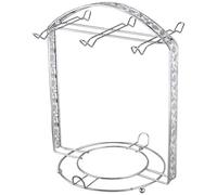 Spactz Silver Plating Bohemian Style Metal Coffee Cup Holder with 6 Cups and Saucers