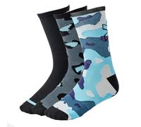 SPADA MTB Mountain Bike Downhill Cycling Crew Socks, UK 9-12, 3 Pack | Camo/Leopard/Black Camo