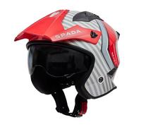 Spada Rock 06 Open Face Motorcycle Helmet - Stasis Grey/Red - Medium