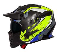 Spada Storm Graphic Open Face Motorcycle Helmet L Matt Black Blue Fluo