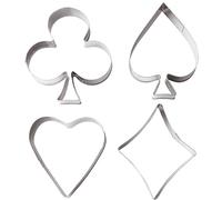 Spade/Club/Heart Shaped Cookie Cutter, 4PCS Stainless Steel Biscuit Cutter, DIY Vegetable Fruit Sandwich Fondant for Kithcen Baking Tool..
