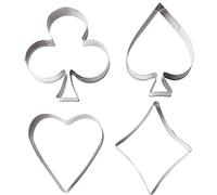 Spade/Club/Heart Shaped Cookie Cutter, 4PCS Stainless Steel Biscuit Cutter, DIY Vegetable Fruit Sandwich Fondant for Kithcen Baking Tool Heart Cookie