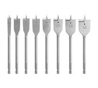 Spade Drill Bits Set, 8Pcs Wood Drill Bits Flat Wood Drill Bit 1/4" Quick Change Hex Shank Professional Spade Hole Drill Bit for Wooden Plywood Chipboards Soft Hard Woods - 10/16/18/20/22/25/28/32mm