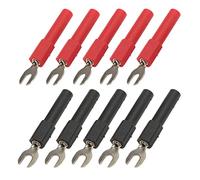 Spade Plug 4mm Width U Type Low Loss Fork Connector Red and Black 30Vac-60Vdc 36A - Plated Copper, Durable Design, Ideal for Multimeters and Electronic Applications