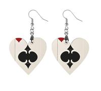 Spades K Poker Wooden Earrings for Women, Vintage Elegant Wood Jewelry, Lightweight Earrings for Wedding, Party, Everyday Jewelry Gift, Circular, Wood, wood