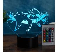 SpadinsLaserDreams LED Sloth Lamp, Gift for Kids Animal Lovers, Dimmable LED Night Light with Colour Changing, Remote Control, USB or Battery - Gift Idea