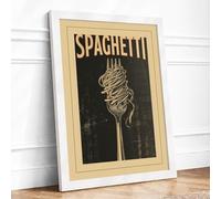 Spaghetti Appetite Art Deco Framed Wall Art Print A3 White