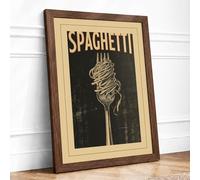 Spaghetti Appetite Art Deco Framed Wall Art Print A4 Walnut