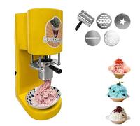 Spaghetti Ice Cream Machine Noodle Gelato Maker, 4 Custom Stainless Steel Molds, One Touch Start, Lightweight Portable Build, for Small Businesses Amusement Stalls Daily Homemade(Yellow)