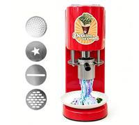 Spaghetti Ice Cream Maker, Electric Ice Cream Shaping Machine, 4 Interchangeable Molds, Food-Grade Stainless Steel, Compact Design for Ice Cream Parlors & Mobile Stall red
