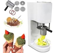 Spaghetti Ice Cream Press Machine,Ice Cream Noodle press,4 Interchangeable Molds, Soft Serve Dessert Machine for Shops, Catering(White)
