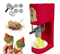 Spaghetti Ice Cream Press Machine,Ice Cream Noodle press,4 Interchangeable Molds, Soft Serve Dessert Machine for Shops, Catering(Red)