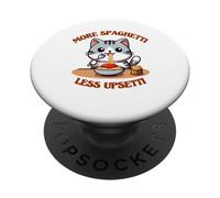 Spaghetti Lover Cat Eating Italy More Spaghetti Less Upsetti PopSockets Adhesive PopGrip