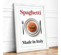 Spaghetti Made in Italy Minimalist Framed Wall Art Print A1 (84.1×59.4cm) White, Wall Decor for Living Room, Bedroom, Office & Home, Ready to Hang, Art Gift