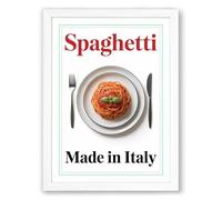 Spaghetti Made in Italy Minimalist Framed Wall Art Print A4 (29.7×21cm) White, Wall Decor for Living Room, Bedroom, Office & Home, Ready to Hang, Art Gift