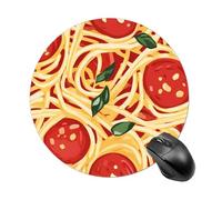 Spaghetti Pasta Noodles Round Mouse Mat 20CM Desk Pad Non-Slip Rubber Gaming Mousepad Desktop Mousemat