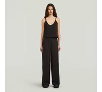 Spaghetti Strap Loose Jumpsuit - Black - Women M