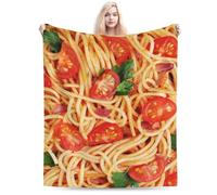 Spaghetti Tomato Italian Pasta Food Throw Blanket Super Soft Warm Bed Blankets for Couch Bedroom Sofa Office Car, All Season Cozy Flannel Plush Blanket Gifts for Girls Boys Teens Adults 60"x50"