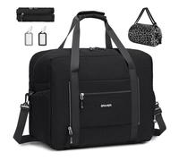 SPAHER Easyjet Airlines Cabin Bag 45x36x20 Foldable Travel Duffle Weekend Gym Bags for Women Waterproof Overnight Hospital Holdall Bag Handbag Large Carry on Underseat Hand Luggage Black