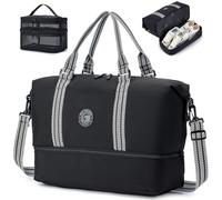 SPAHER easyJet Cabin Bag 45x36x20 Foldable Travel Duffle Bag with Shoes Compartment Carry-on Travel Handbag Under-seat Cabin Bag Lightweight Holdall Suitcase Handbag Weekend Bag for Man Woman Black
